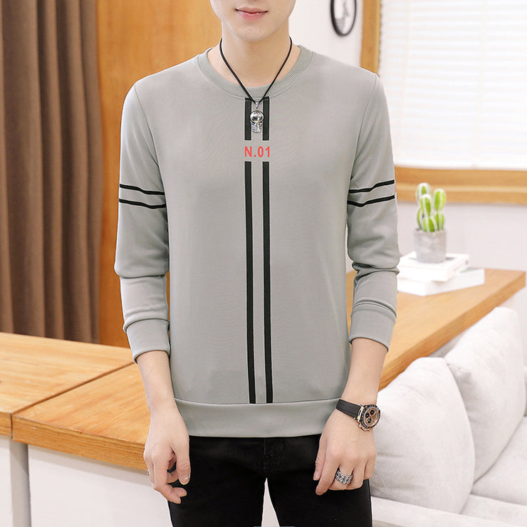 Spring and Autumn New mens printed long-sleeved T-shirt teen