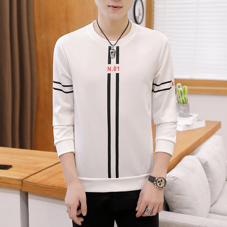 Spring and Autumn New mens printed long-sleeved T-shirt teen
