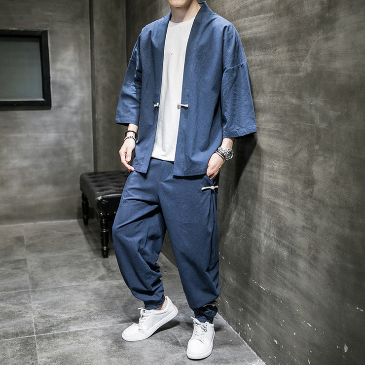 Chinese Style Linen Suit Men&
