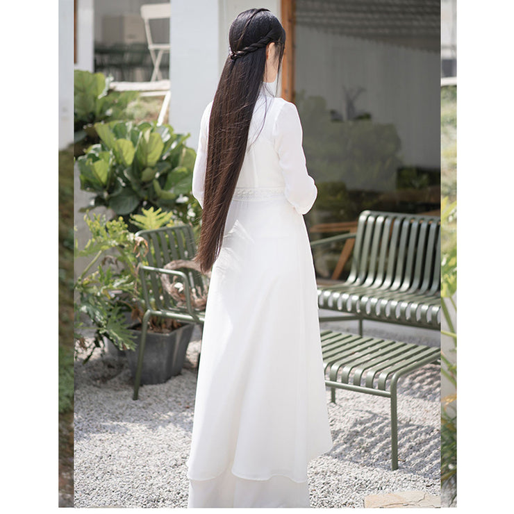 Elegant Hanfu Dress for Women Chinese Zen Style Summer Tea