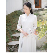 Elegant Hanfu Dress for Women Chinese Zen Style Summer Tea