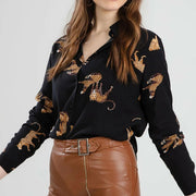 Boutique Women's Clothing New Leopard Printed Long Sleeves