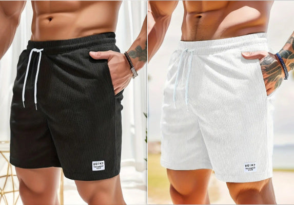 Lace-up Drawstring Shorts Summer Corduroy Sports Short Pants