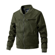 Suede Stand Collar Mens Jacket Double Zipper Pocket Clothing