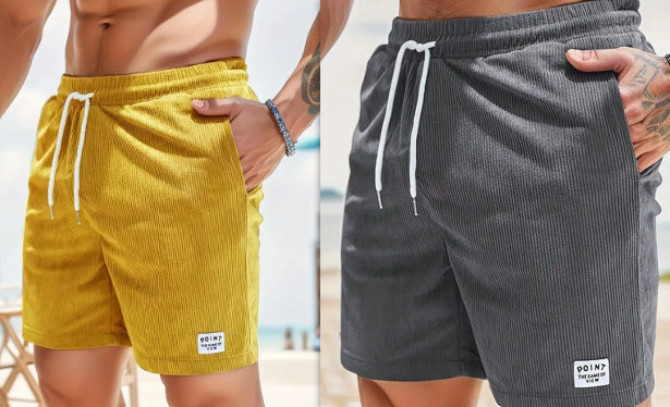 Lace-up Drawstring Shorts Summer Corduroy Sports Short Pants