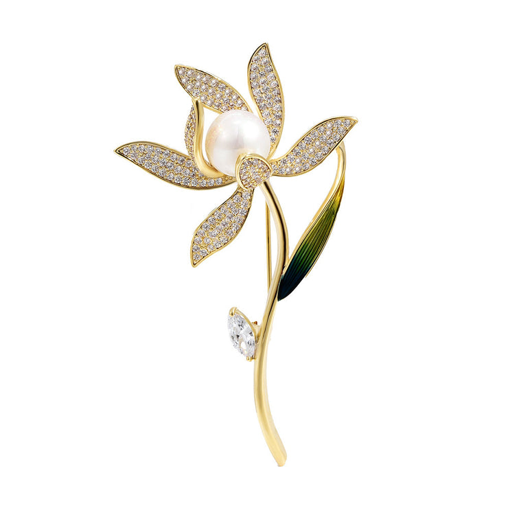 Copper Micro-set Plant Brooch Female Clothing Accessories